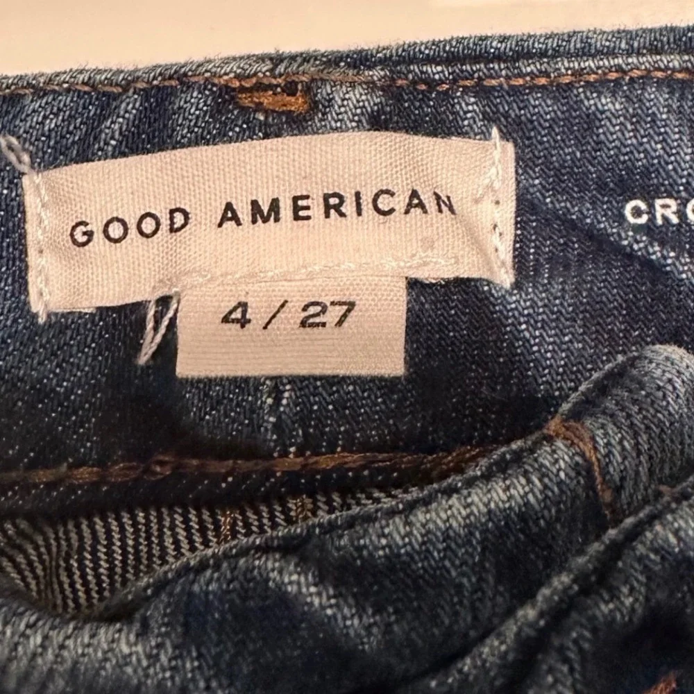 Good American Good 90s Cropped Relaxed Denim Jeans Size 27 Mid Rise Baggy - Picture 7 of 9